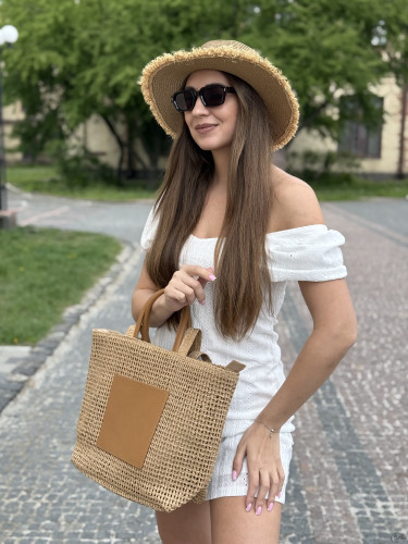 Сумка солом'яна бежевий темний